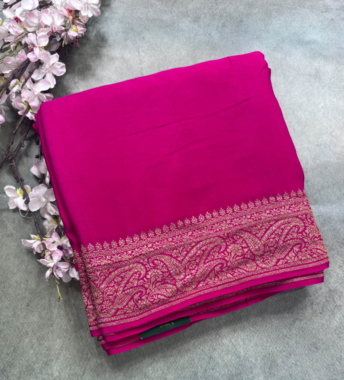 Pink Pure Benarasi Crepe Saree 111