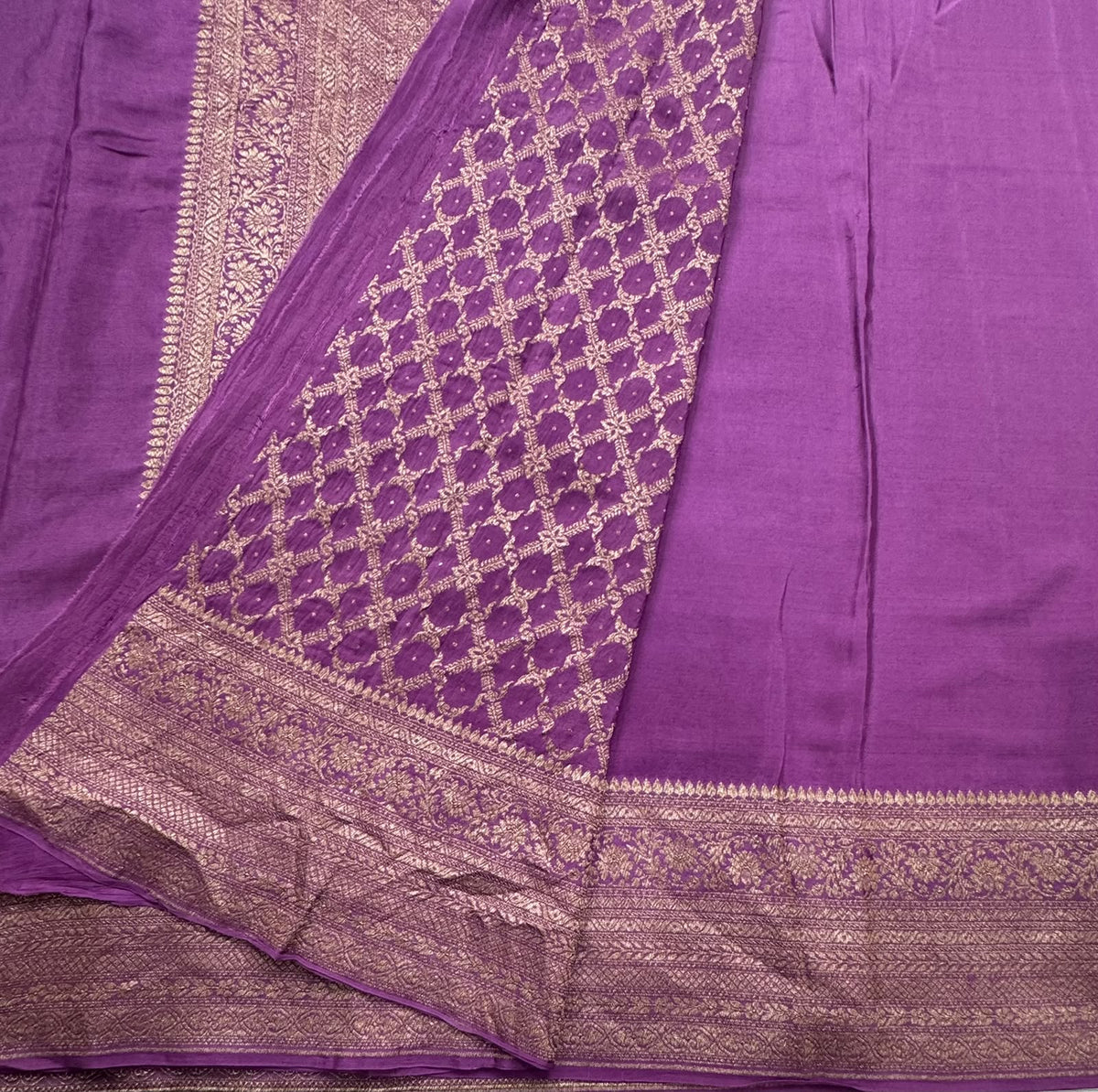 Mauve Pure Benarasi Crepe Saree 111