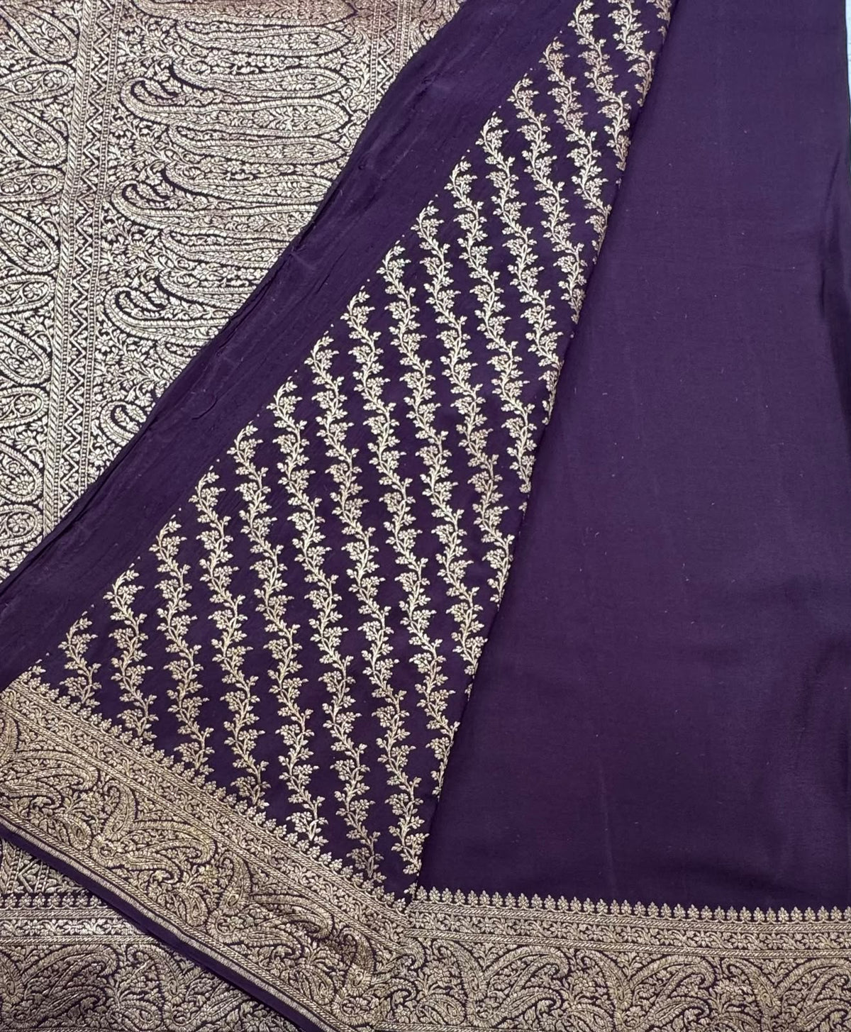 Wine Pure Benarasi Crepe Saree 111