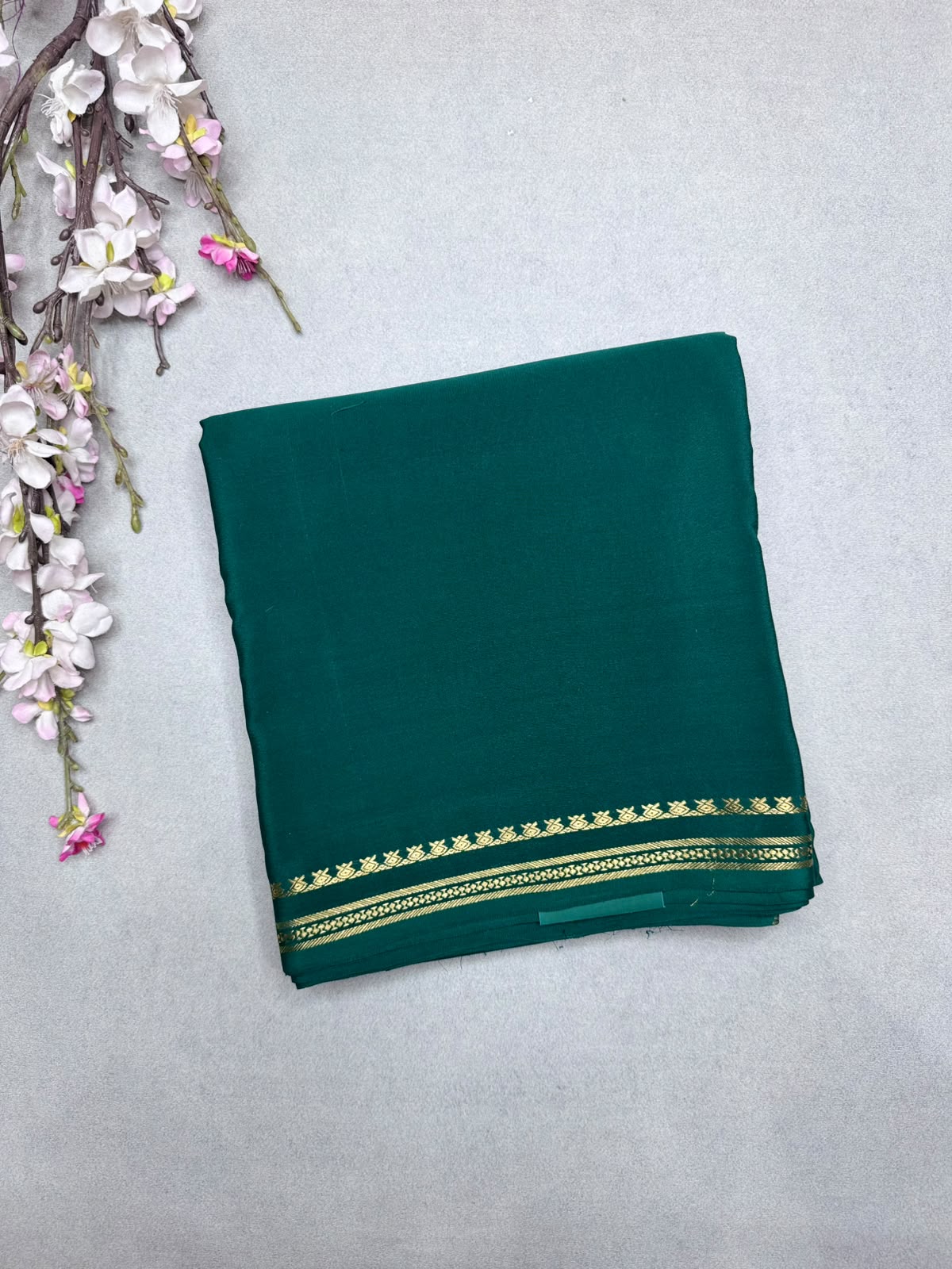 Bottle Green Pure Zari Mysore Silk Saree CSG 4G (Swara)