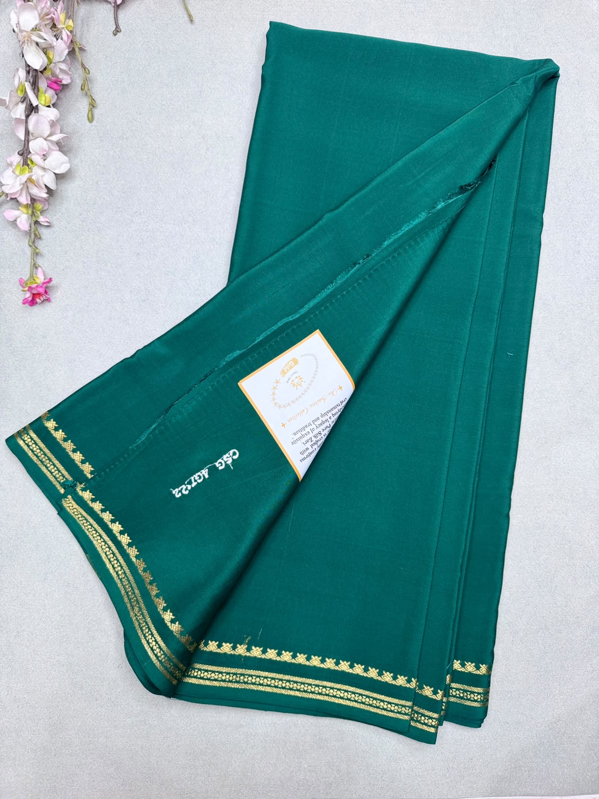Bottle Green Pure Zari Mysore Silk Saree CSG 4G (Swara)