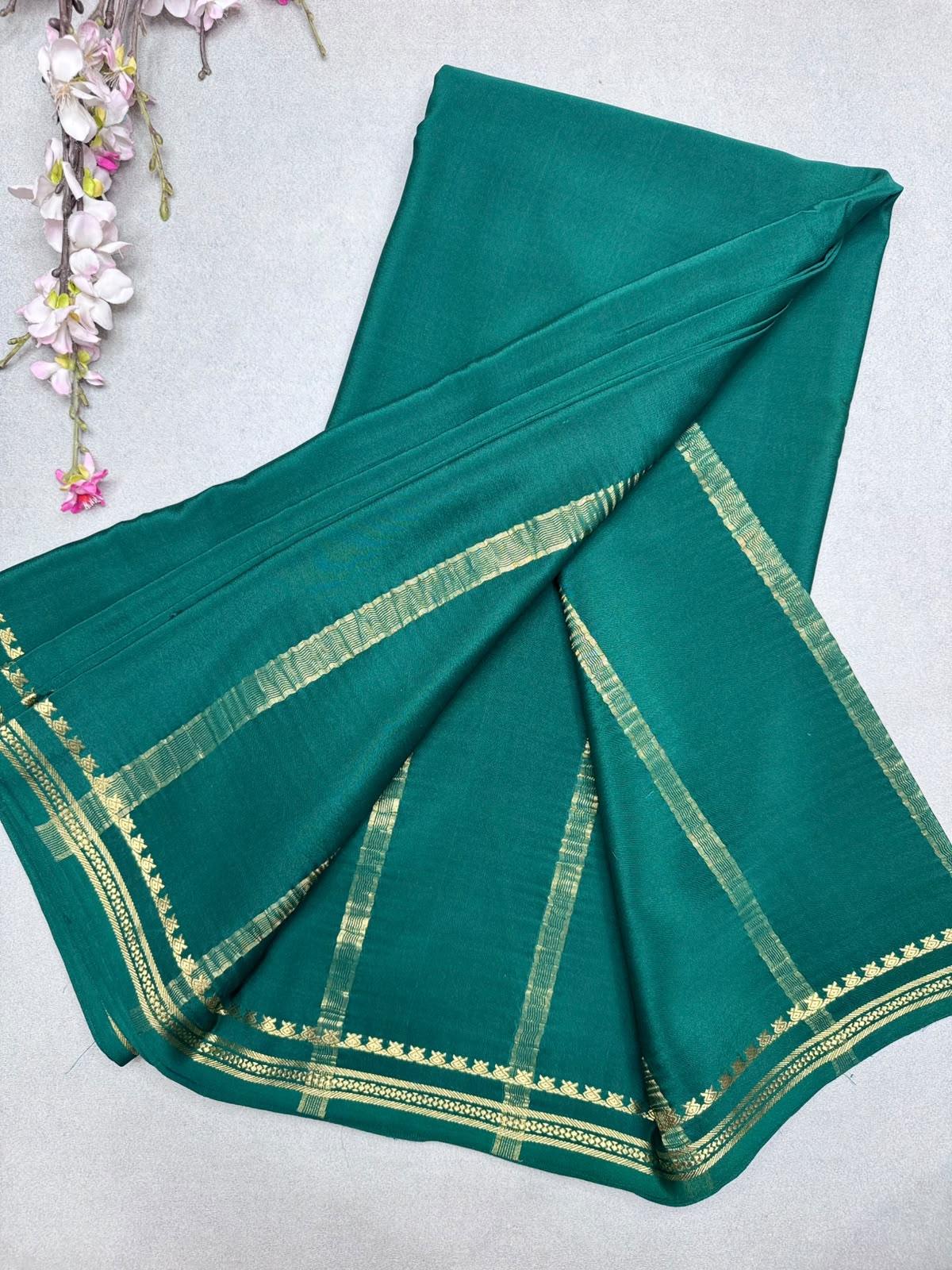 Bottle Green Pure Zari Mysore Silk Saree CSG 4G (Swara)