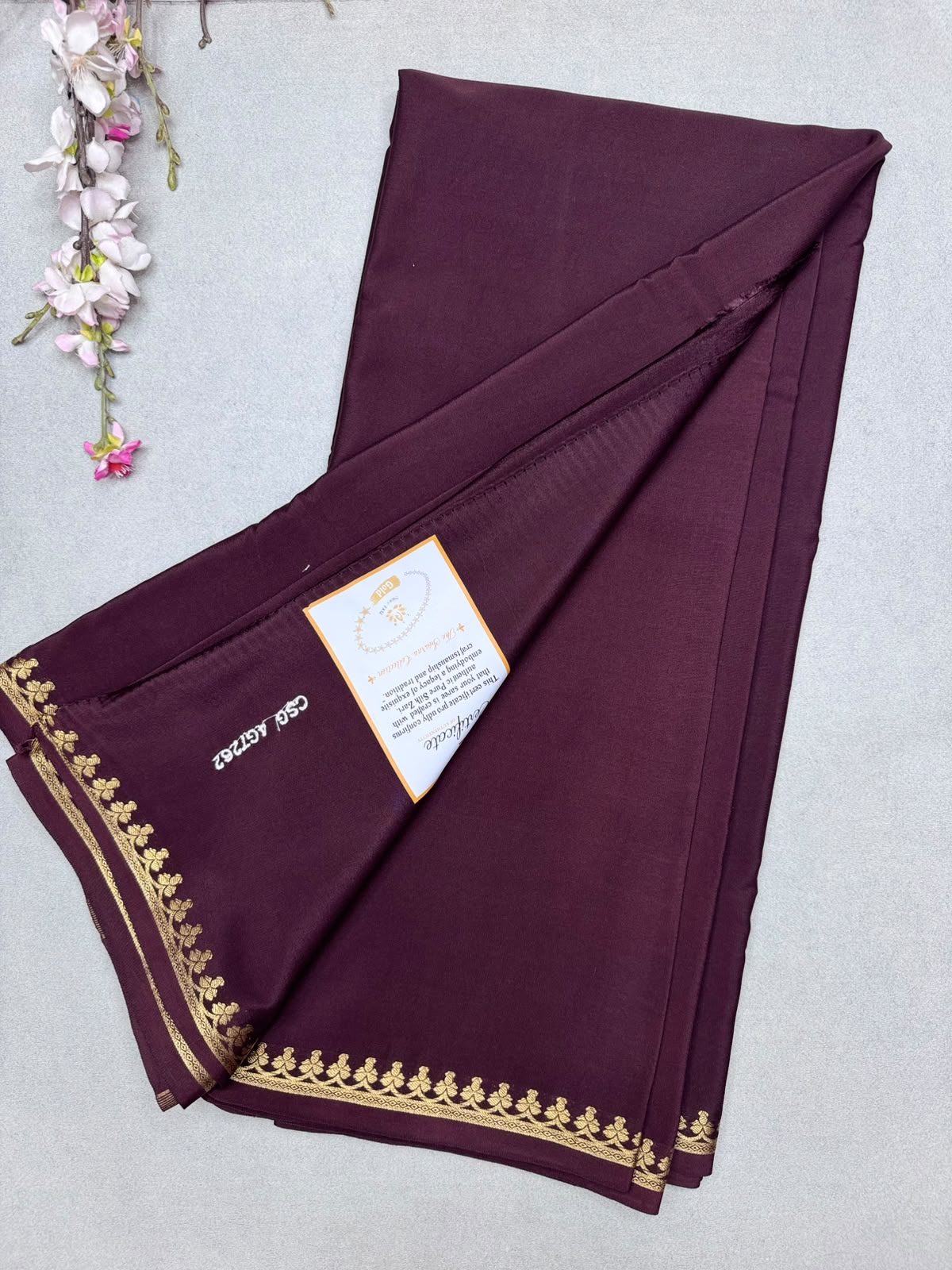 Brown Pure Zari Mysore Silk Saree CSG 4G (Swara)