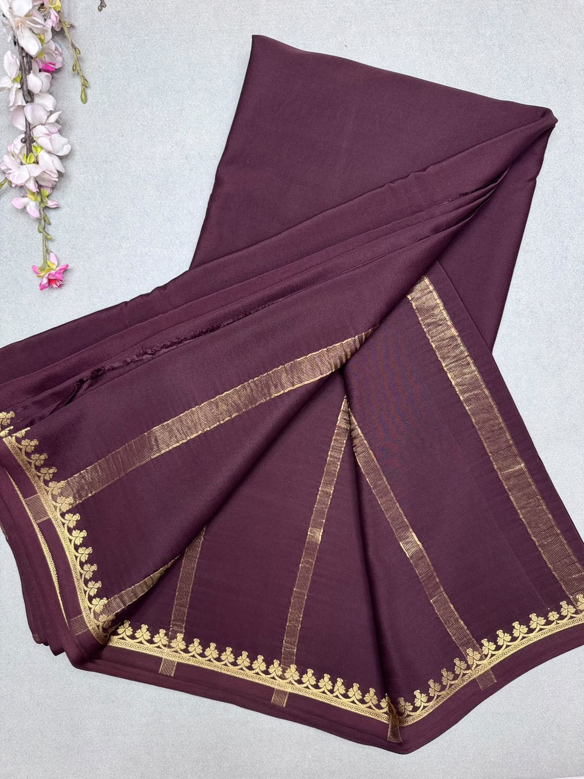 Brown Pure Zari Mysore Silk Saree CSG 4G (Swara)