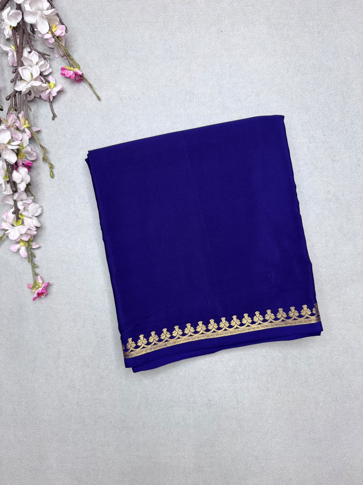 Navy Blue Zari Mysore Silk Saree CSG 4G (Swara)