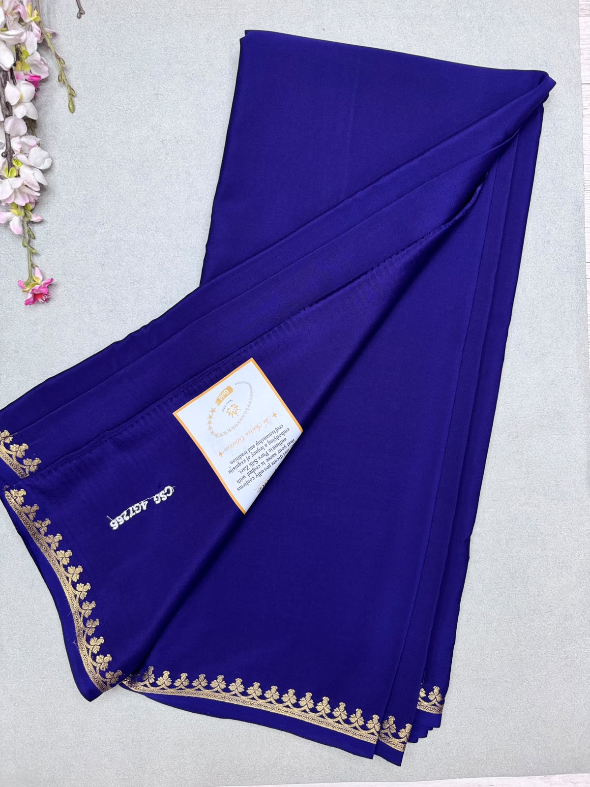 Navy Blue Zari Mysore Silk Saree CSG 4G (Swara)