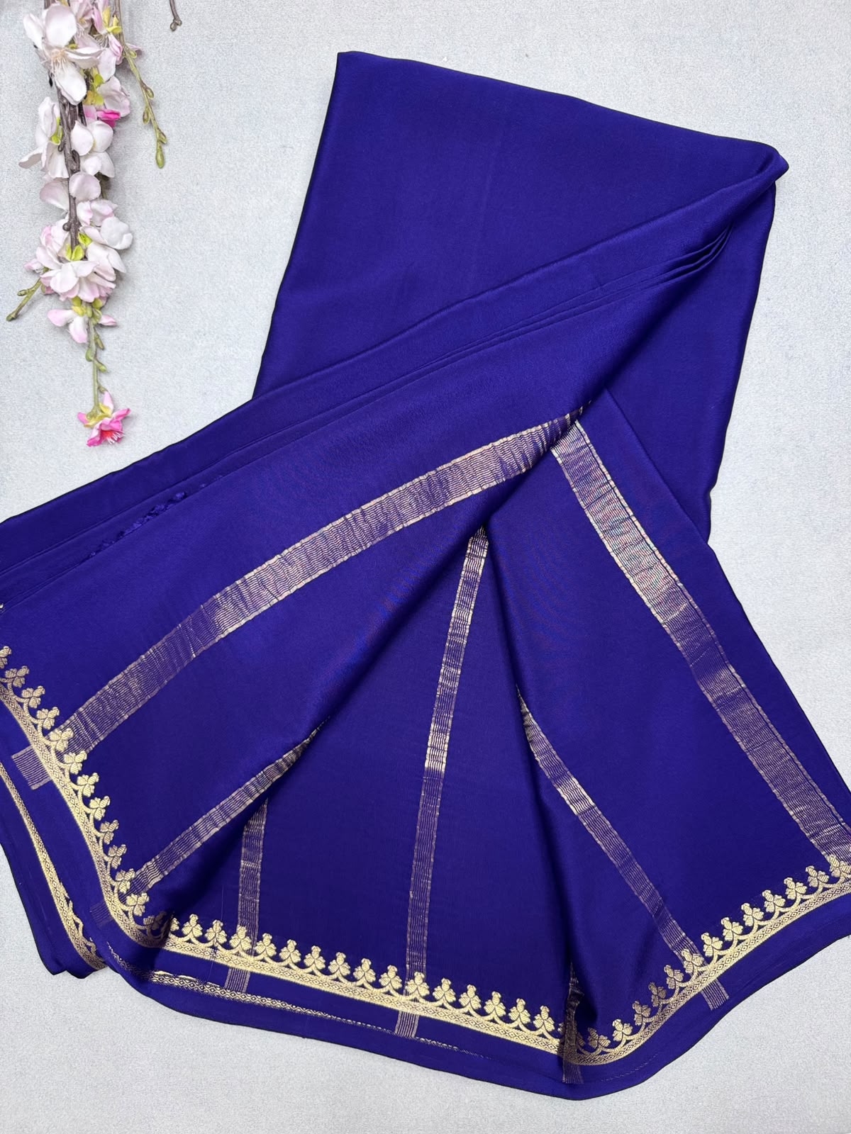 Navy Blue Zari Mysore Silk Saree CSG 4G (Swara)