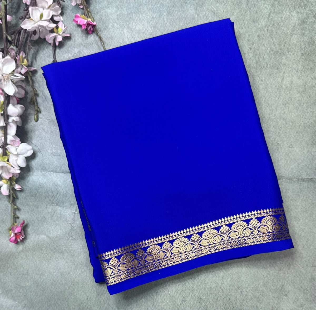 Royal Blue Pure Mysore Crepe Silk Saree 111