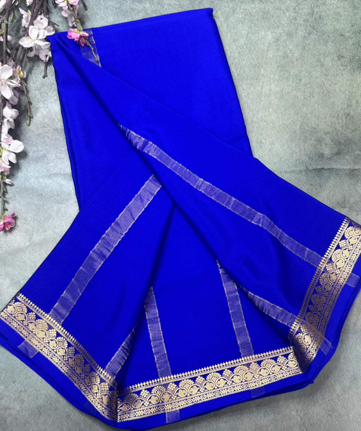 Royal Blue Pure Mysore Crepe Silk Saree 111