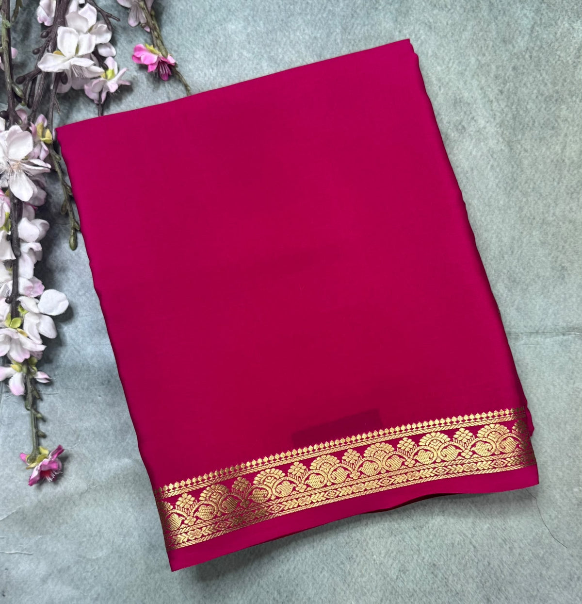 Pink Pure Mysore Crepe Silk Saree 111