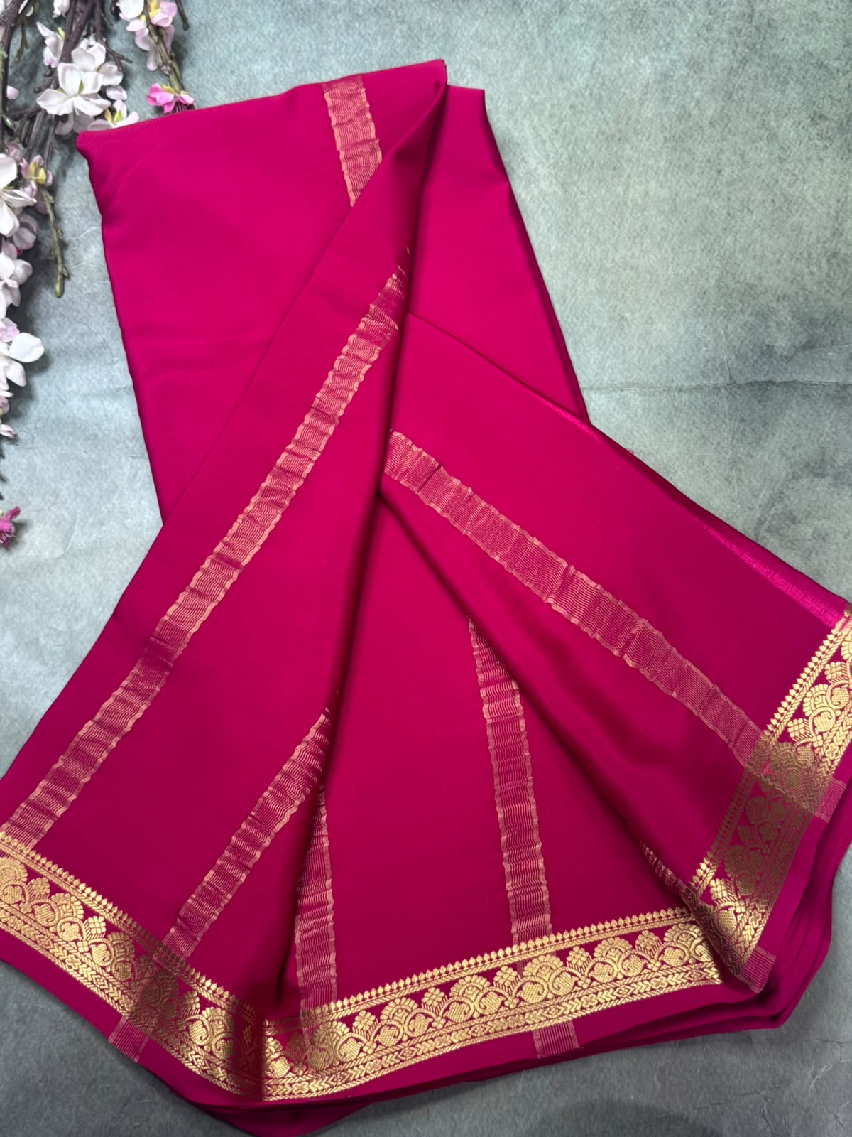 Pink Pure Mysore Crepe Silk Saree 111