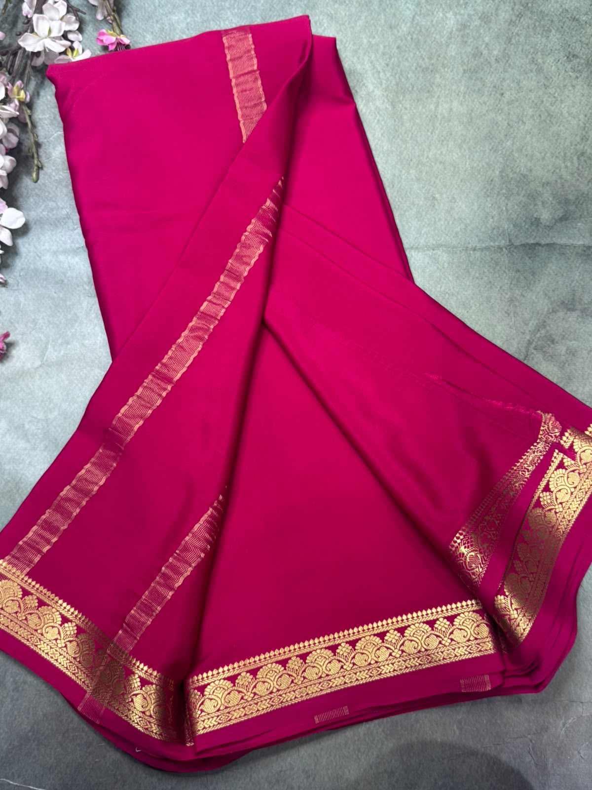 Pink Pure Mysore Crepe Silk Saree 111