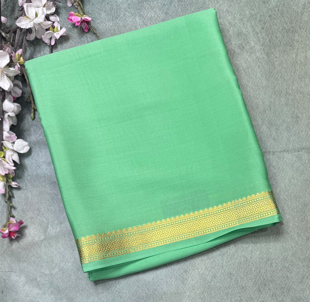 Green Pure Mysore Crepe Silk Saree 111