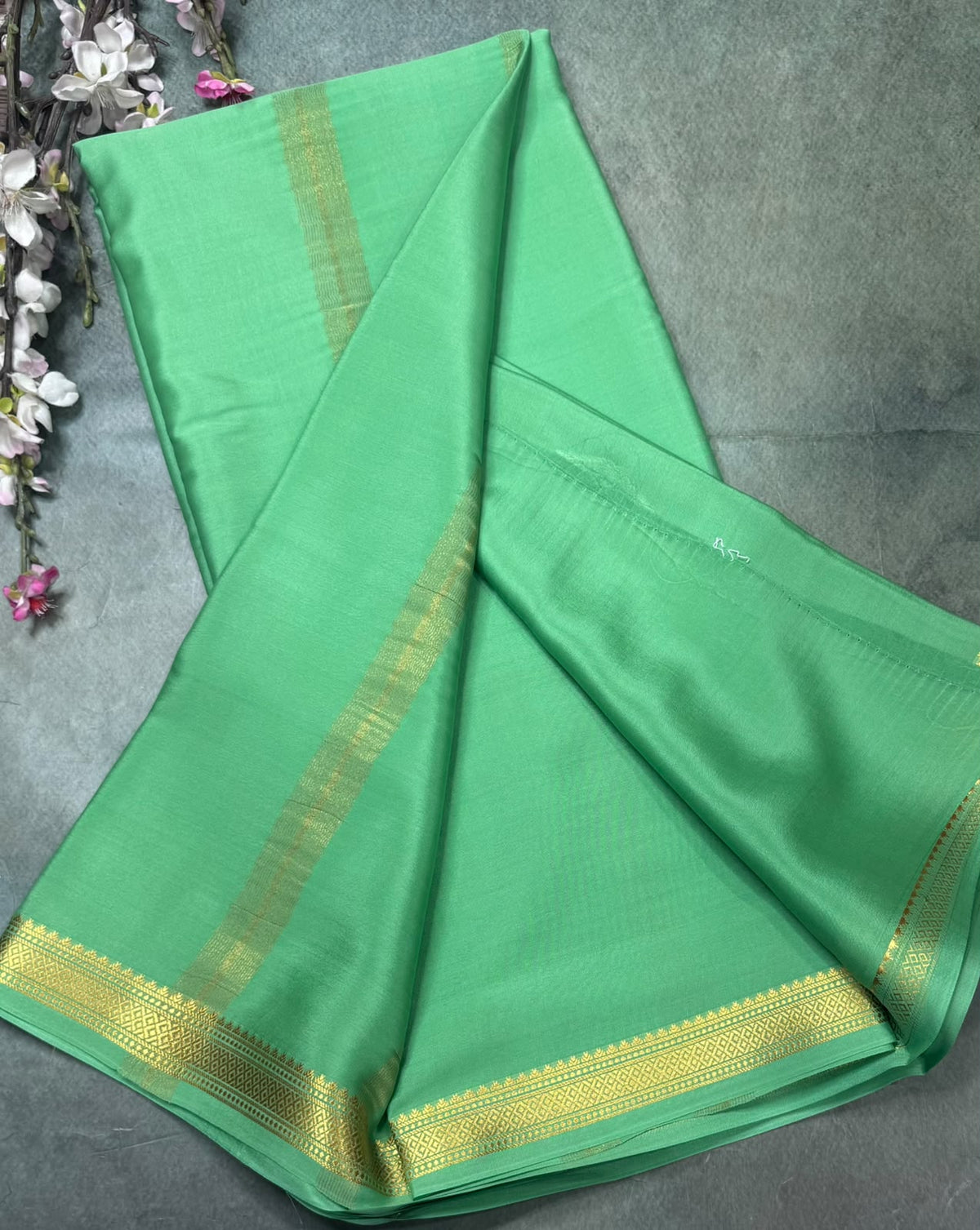 Green Pure Mysore Crepe Silk Saree 111