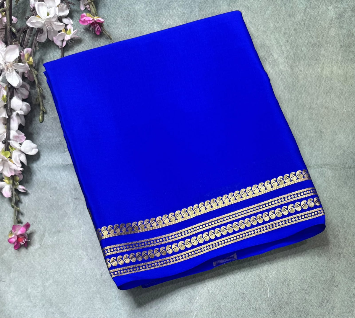 Royal Blue Pure Mysore Crepe Silk Saree 111