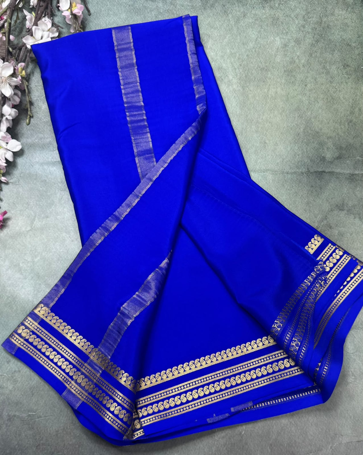 Royal Blue Pure Mysore Crepe Silk Saree 111