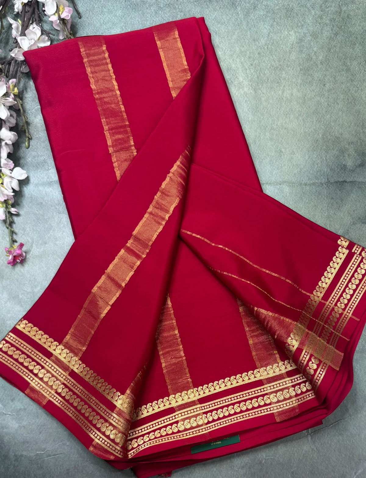 Red Pure Mysore Crepe Silk Saree 111