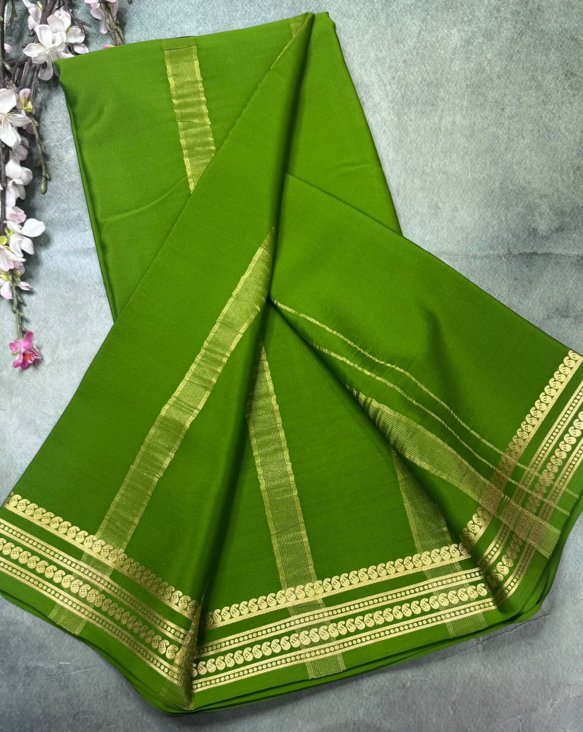 Green Pure Mysore Crepe Silk Saree 111