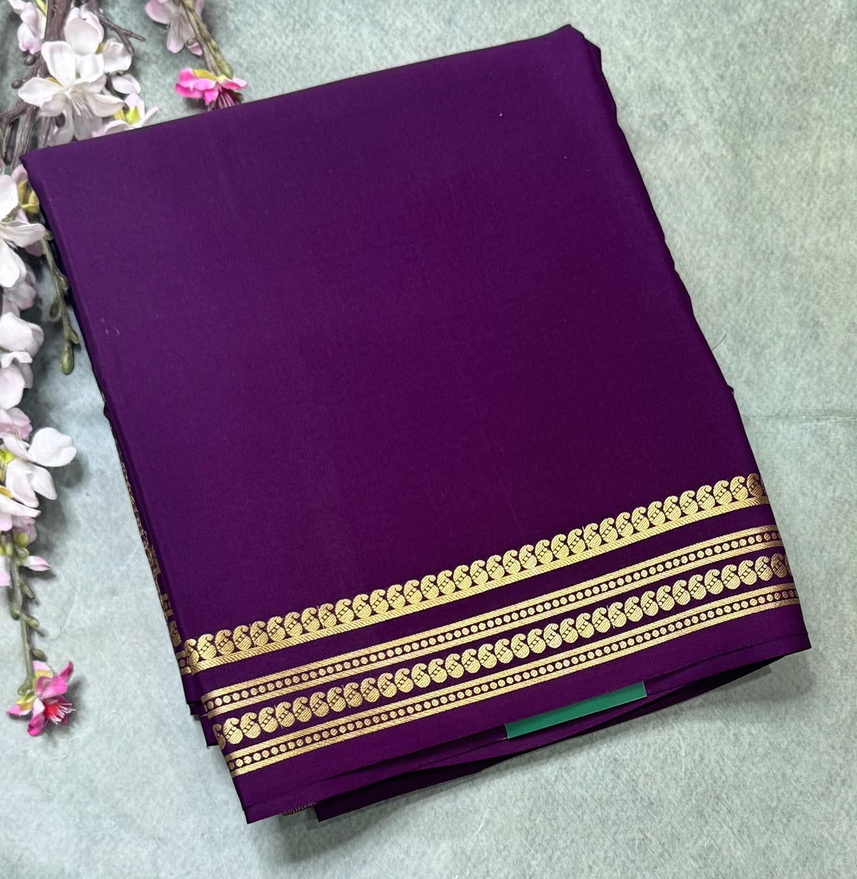 Wine Pure Mysore Crepe Silk Saree 111