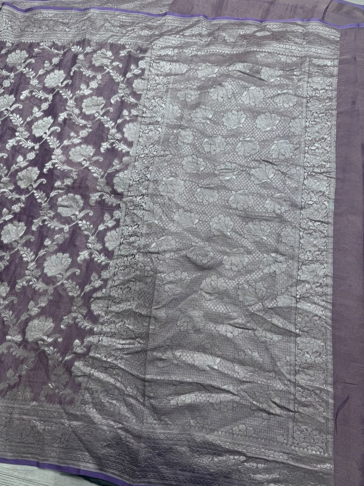 Mauve Handloom Pure Benarasi Georgette Saree 110