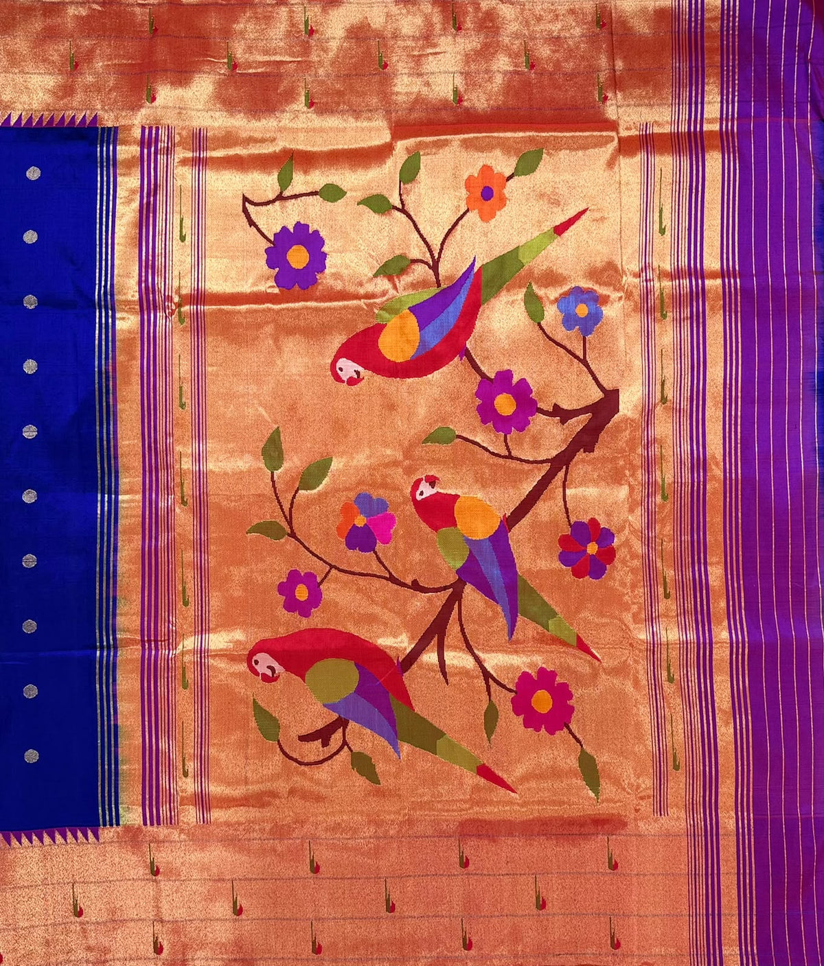 Blue Pure Handloom Paithani  Silk Saree (Swara)