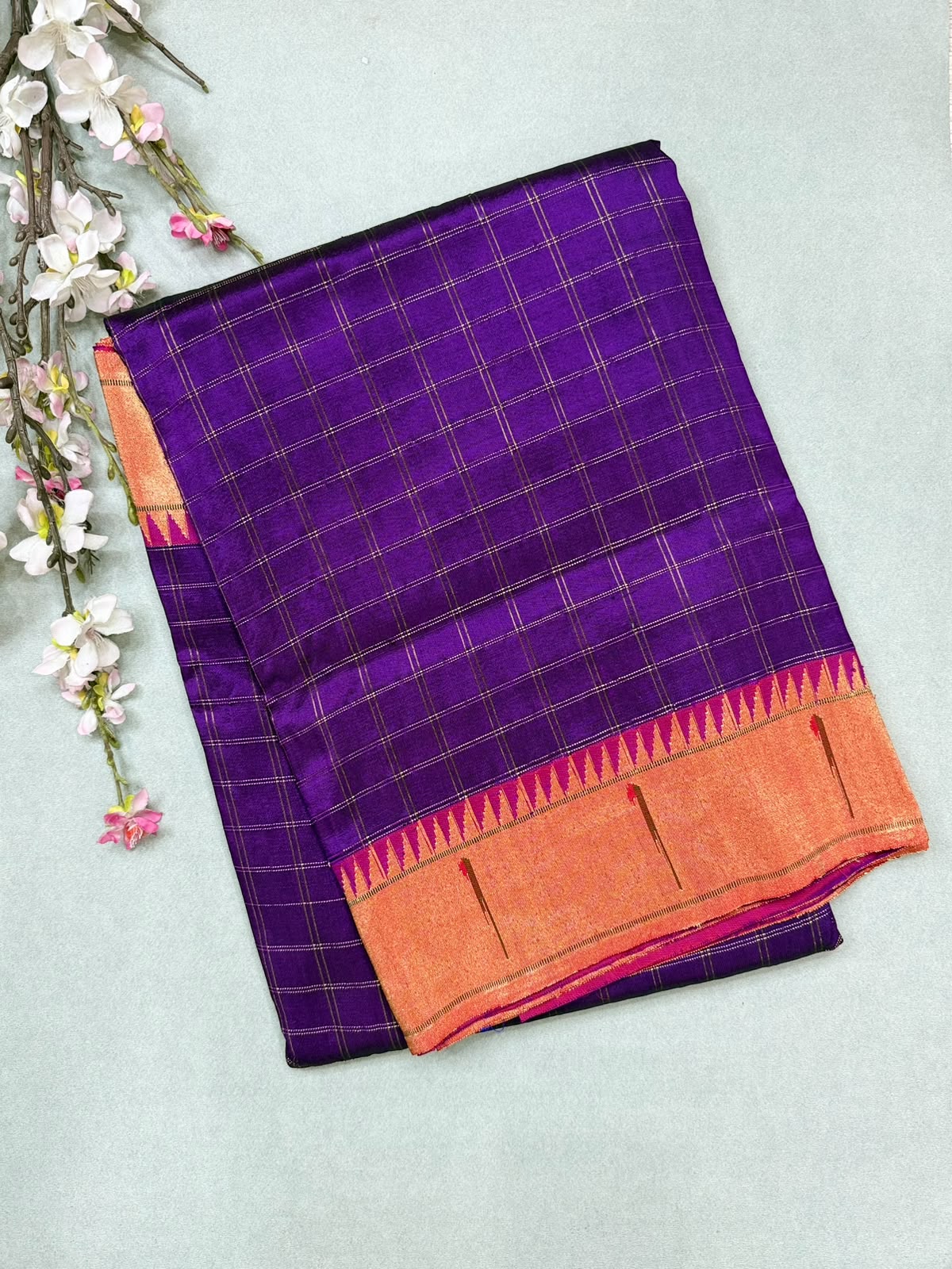 Purple Pure Handloom Paithani  Silk Saree (Swara)