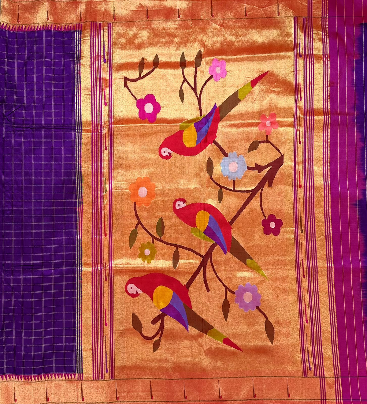 Purple Pure Handloom Paithani  Silk Saree (Swara)