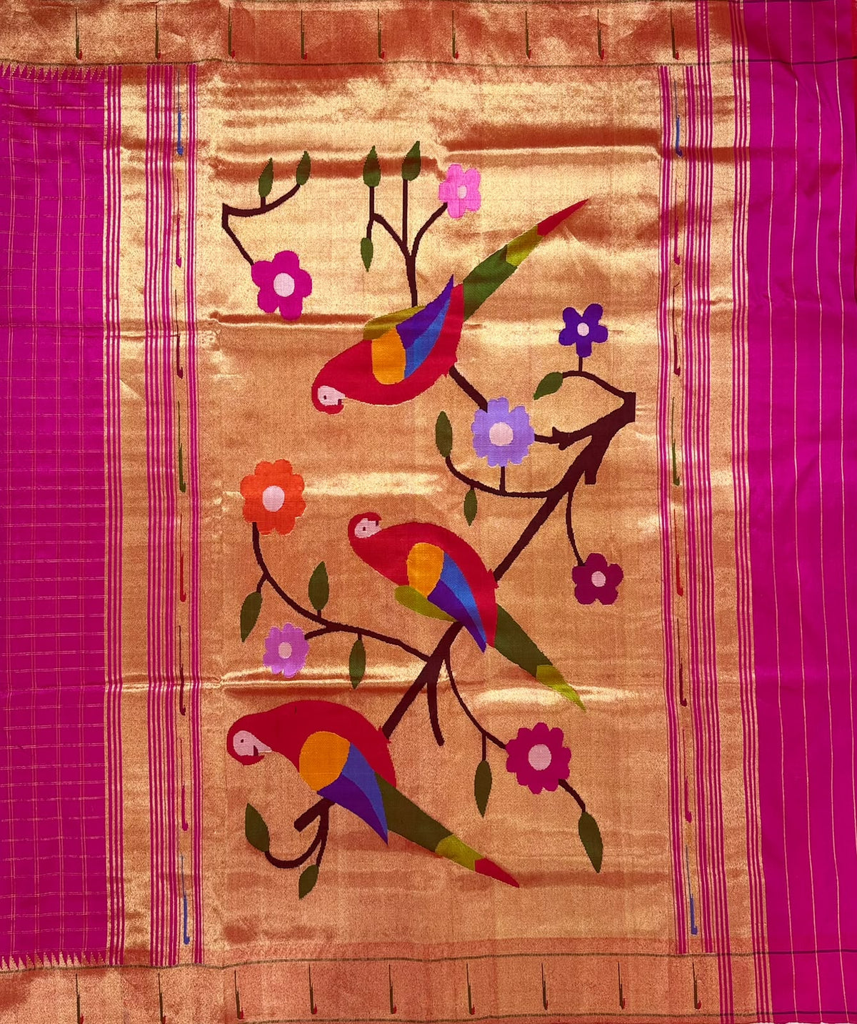 Pink Pure Handloom Paithani  Silk Saree (Swara)