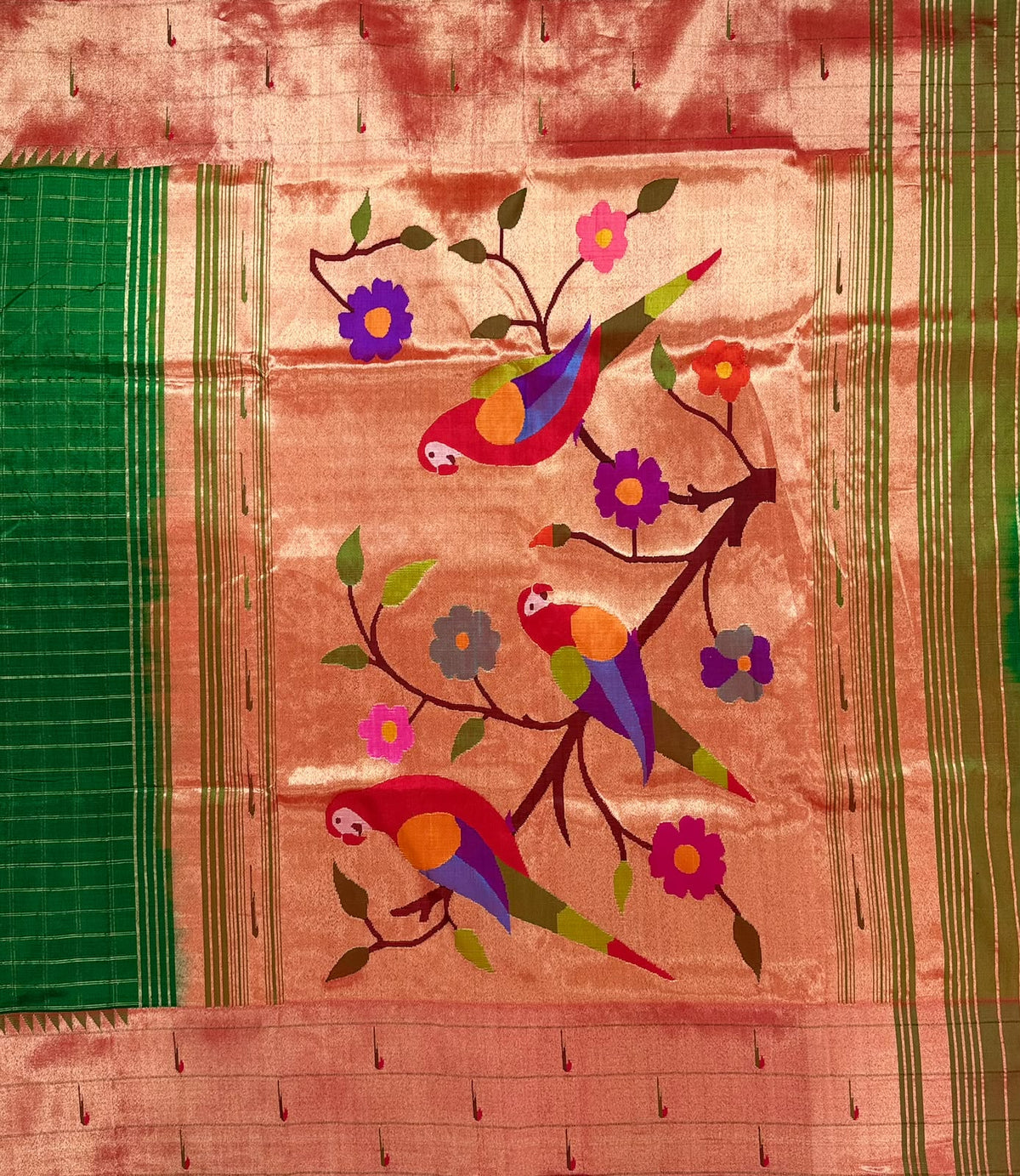 Green Pure Handloom Paithani  Silk Saree (Swara)