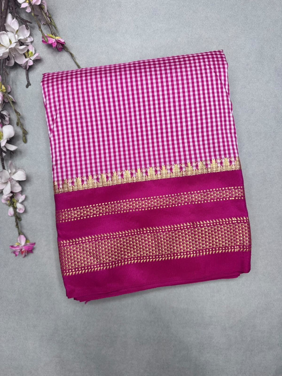 Pink Checks ilkal Silk Saree 111
