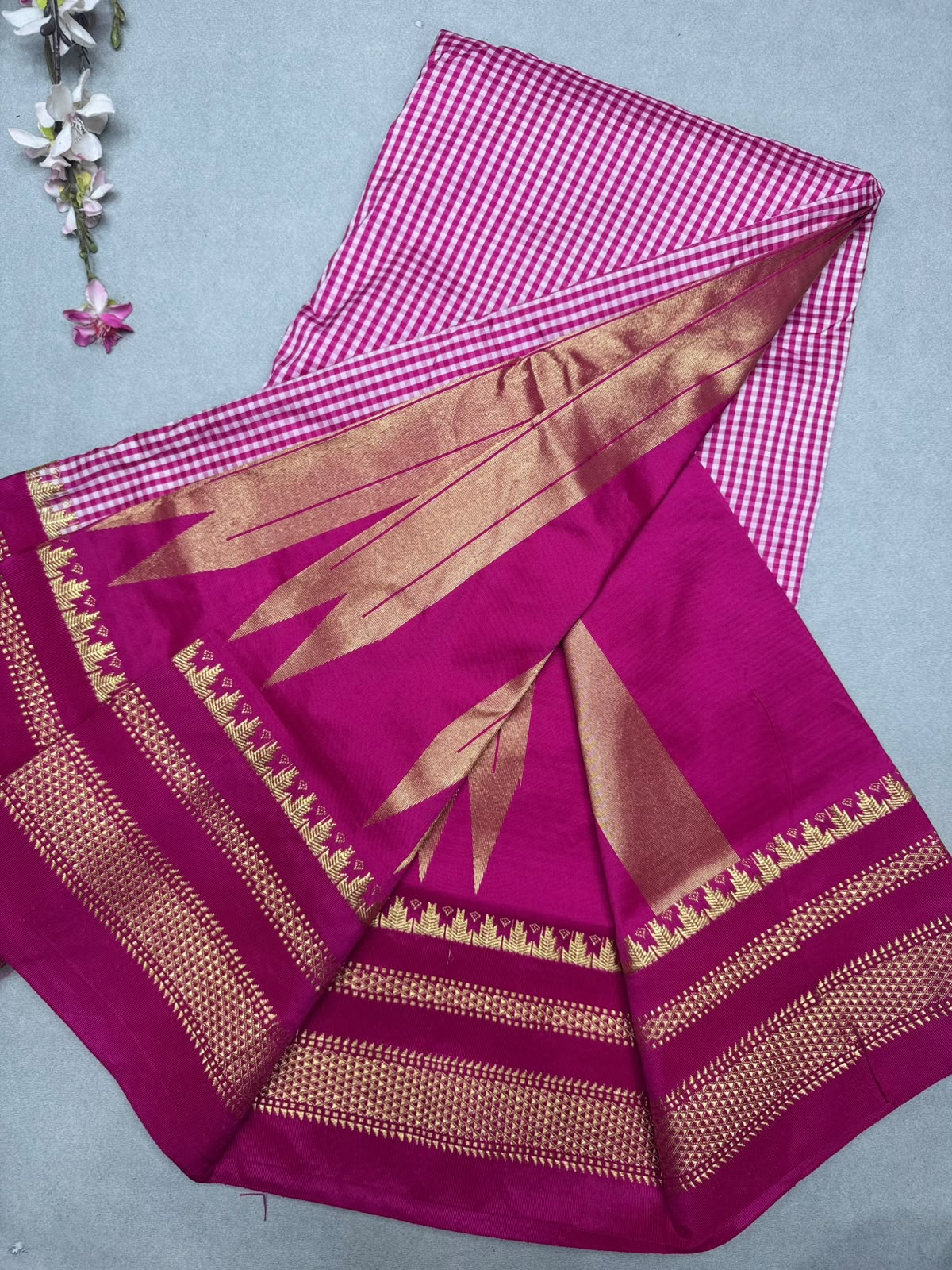 Pink Checks ilkal Silk Saree 111