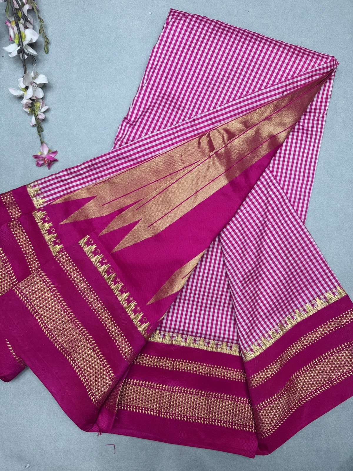 Pink Checks ilkal Silk Saree 111