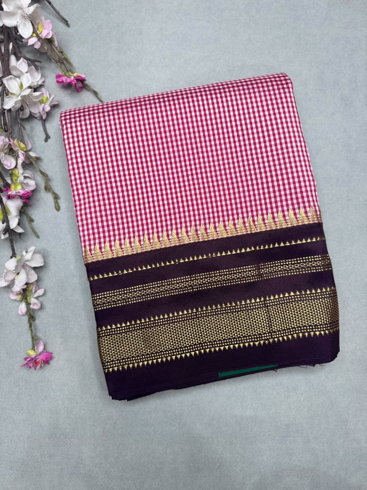 Red Checks ilkal Silk Saree 111