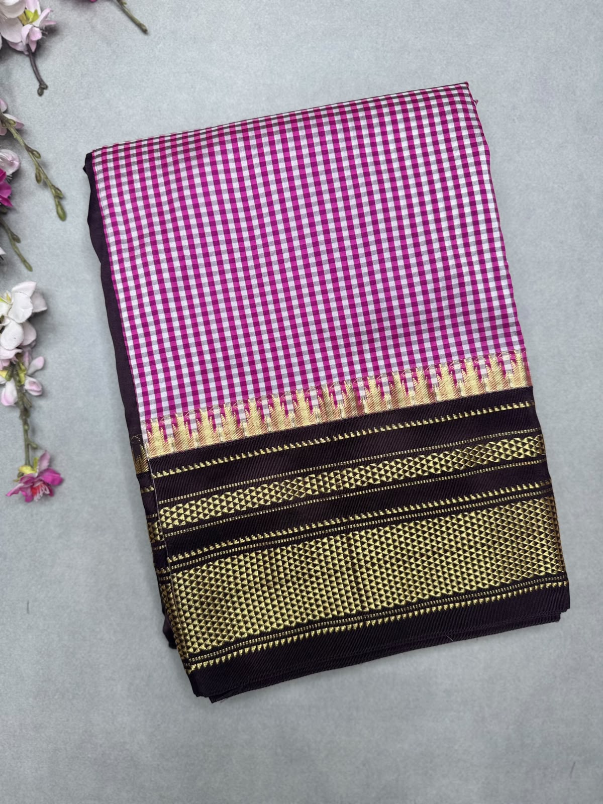 Magenta Checks ilkal Silk Saree 111