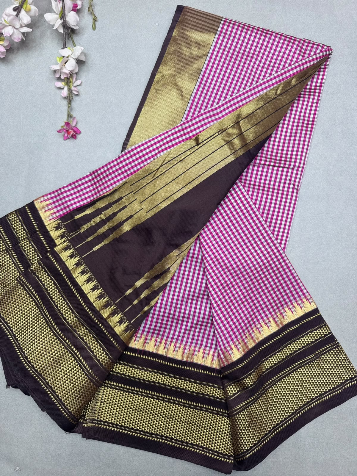 Magenta Checks ilkal Silk Saree 111