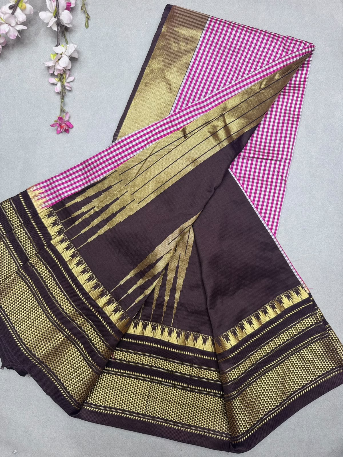 Magenta Checks ilkal Silk Saree 111