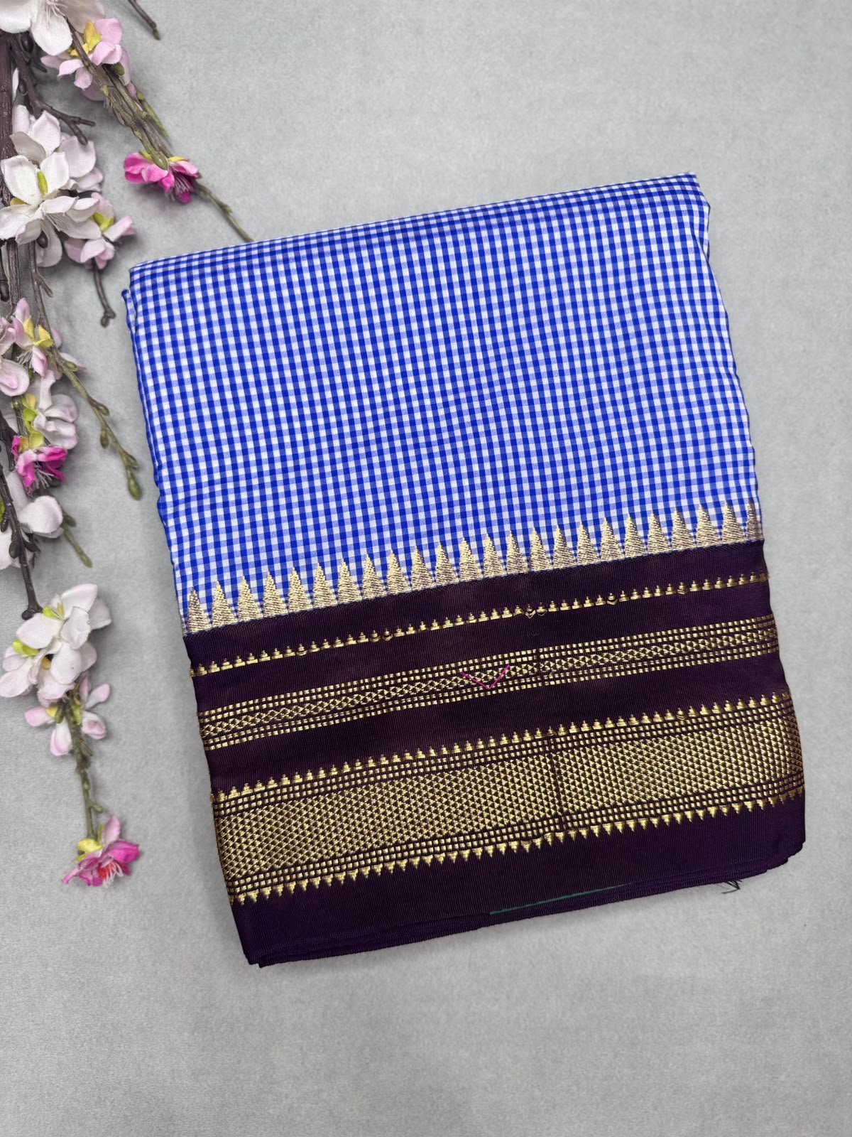 Blue Checks ilkal Silk Saree 111