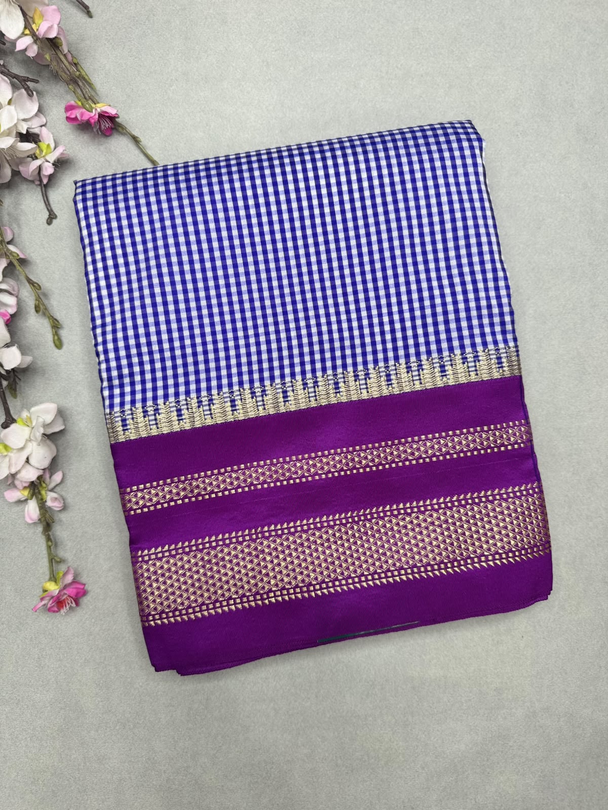 Navy Blue Checks ilkal Silk Saree 111