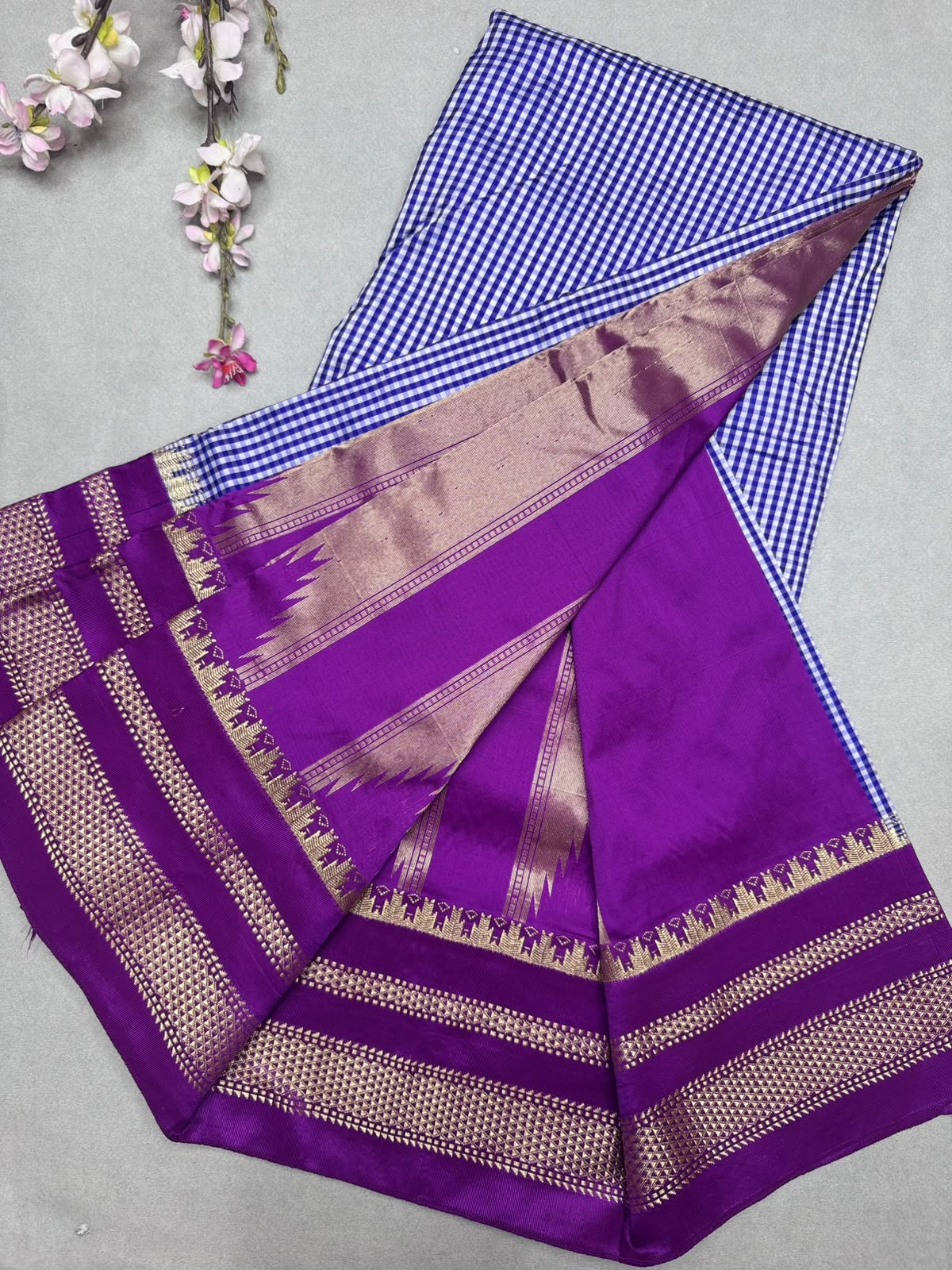 Navy Blue Checks ilkal Silk Saree 111