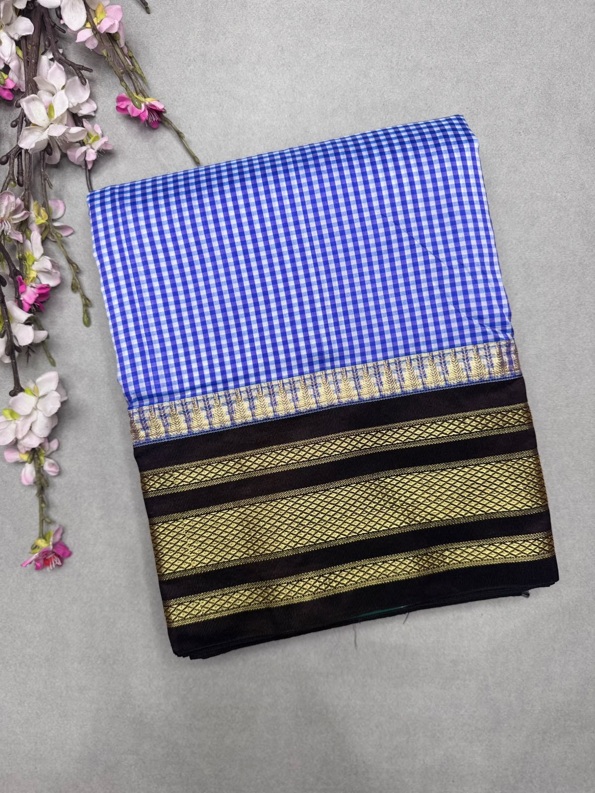 Blue Checks ilkal Silk Saree 111