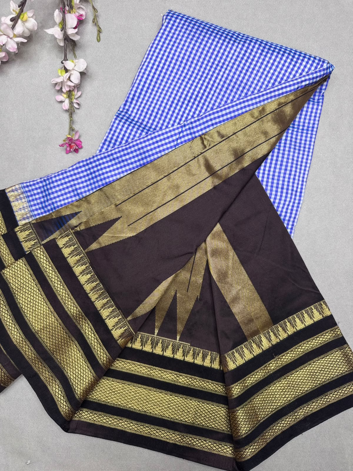 Blue Checks ilkal Silk Saree 111