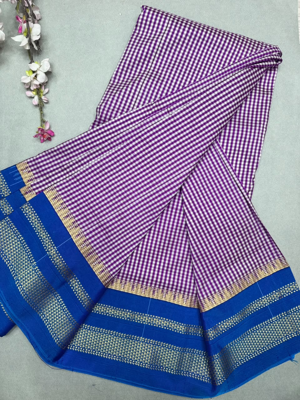 Magenta Checks ilkal Silk Saree 111