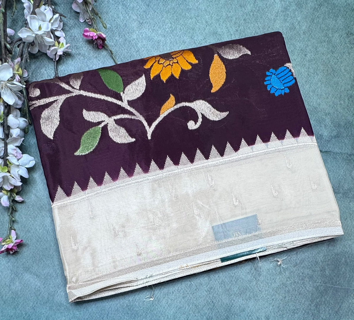 Brown Jamdani Crepe Saree 111