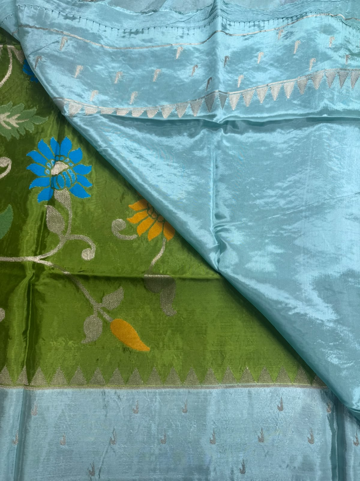 Green Jamdani Crepe Saree 111