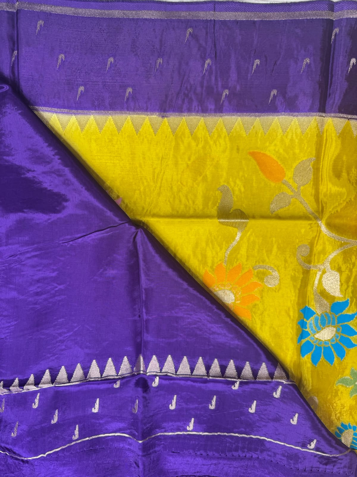 Yellow Jamdani Crepe Saree 111