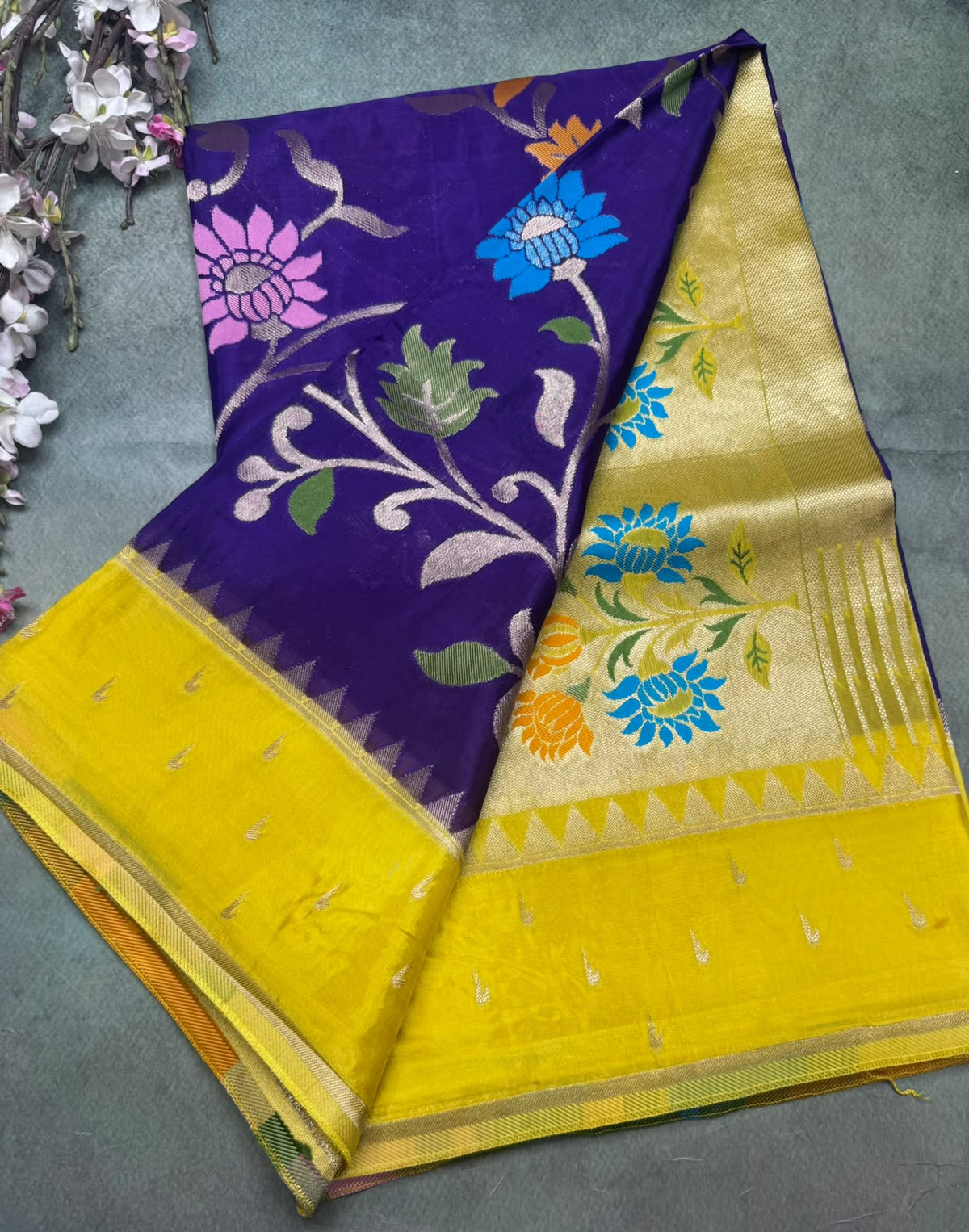 Purple Jamdani Crepe Saree 111