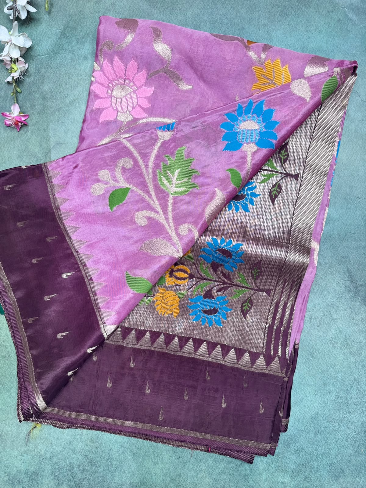 Mauve Jamdani Crepe Saree 111
