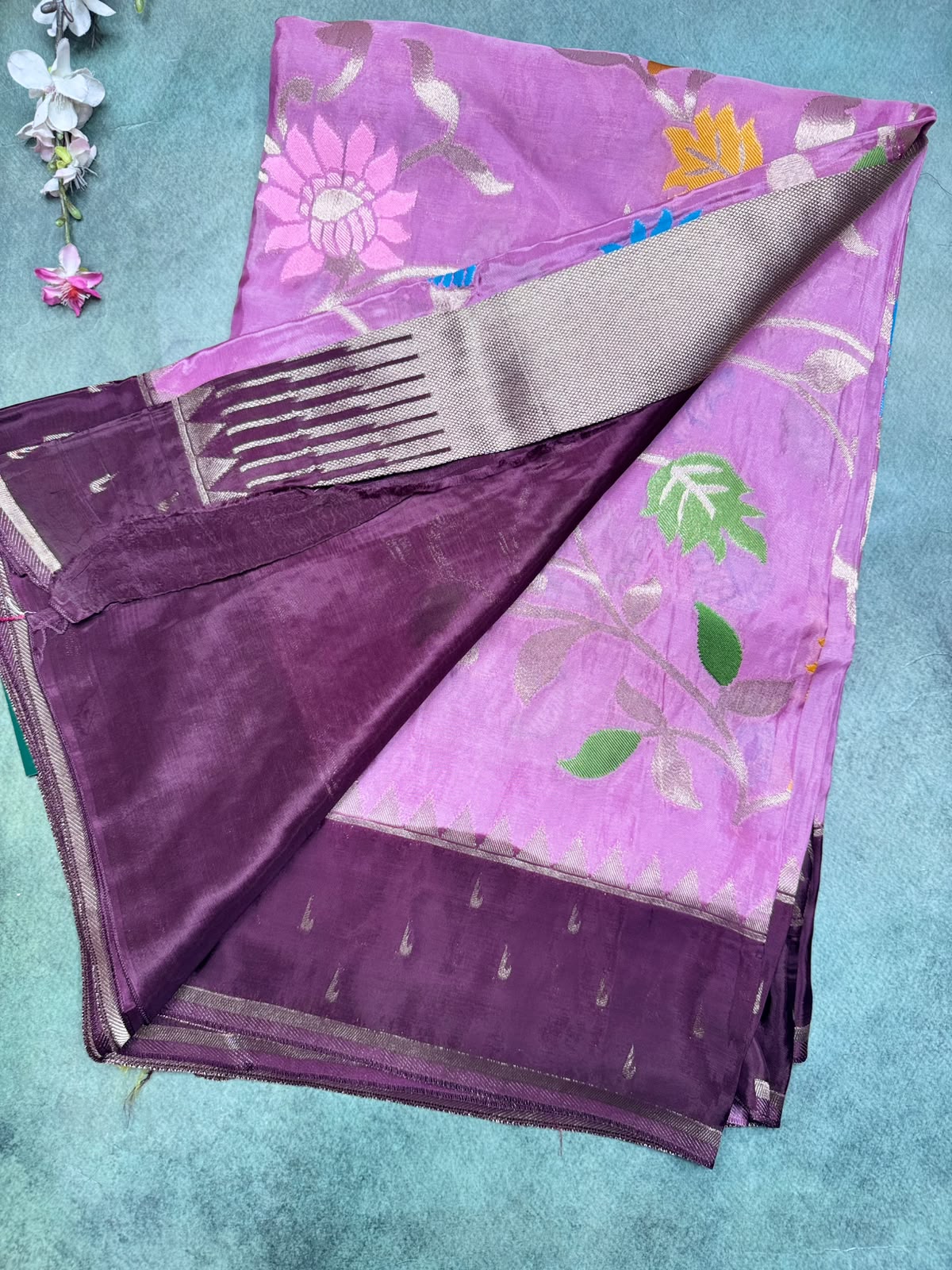 Mauve Jamdani Crepe Saree 111