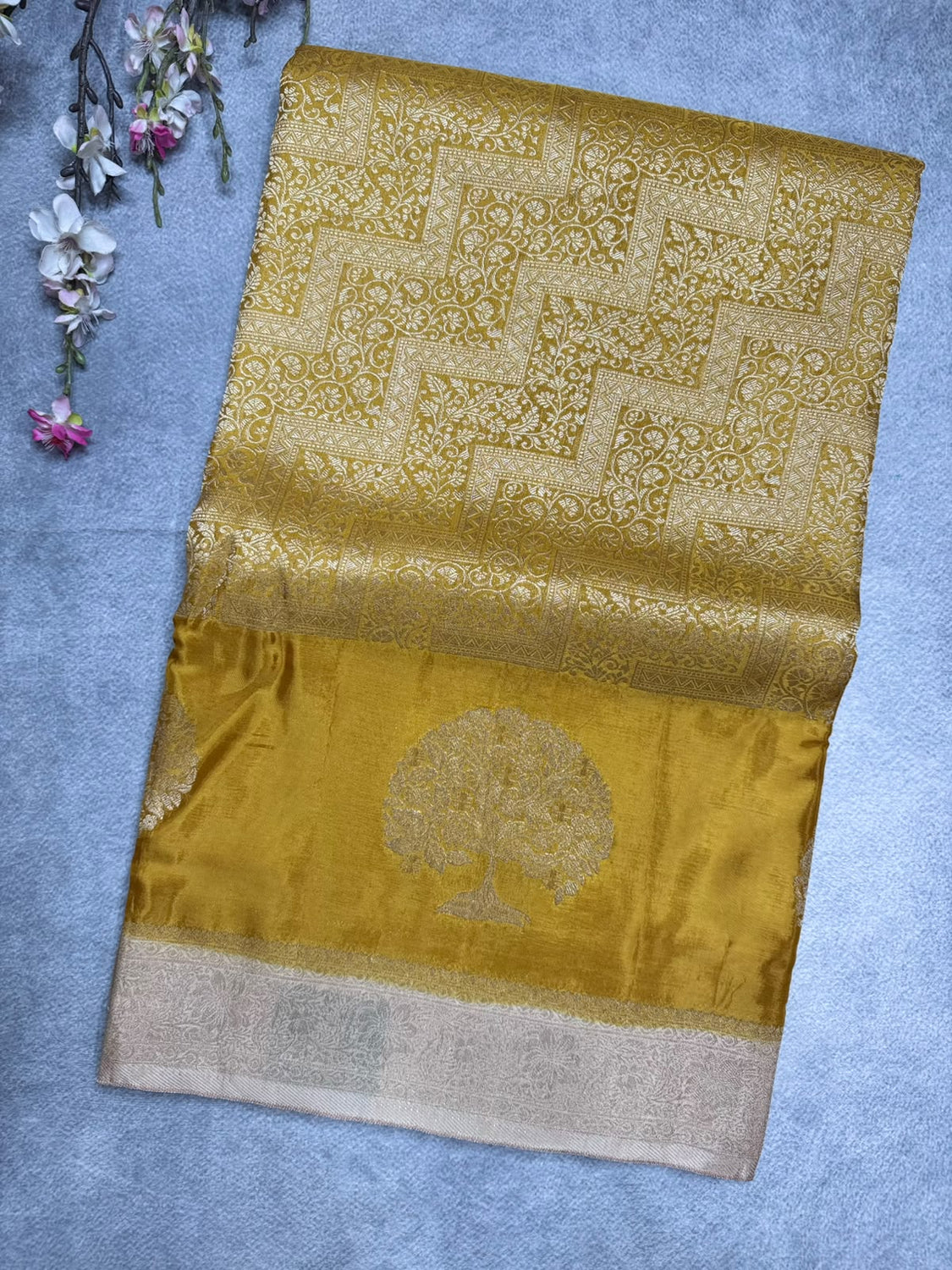 Yellow Semi Crepe Saree 110