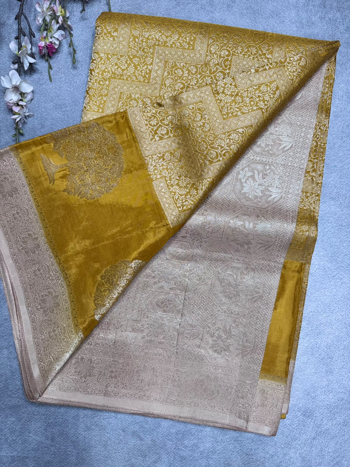 Yellow Semi Crepe Saree 110